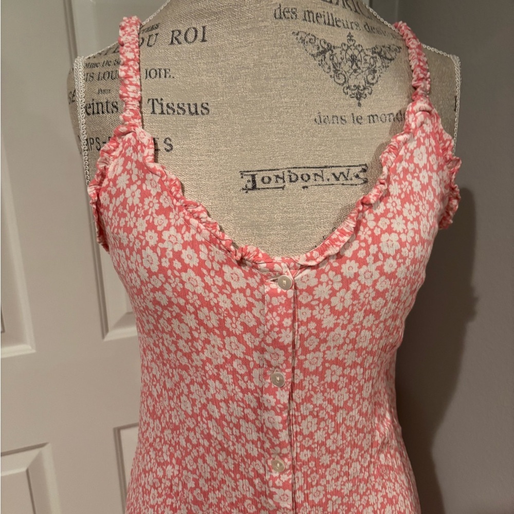 Derek Heart Pink and White Floral Midi Dress size Large - Picture 3 of 8